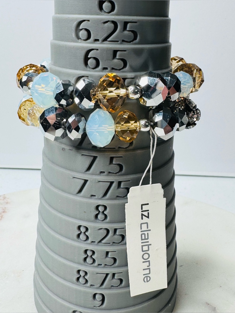 Liz Claiborne Faceted Glass Bead Double Strand Stretch Bracelet NWT